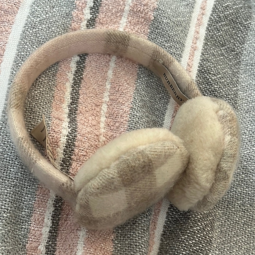 Authentic Burberry cashmere and wool earmuffs